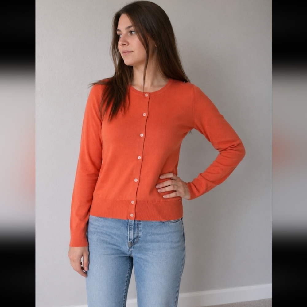 JOE Fresh Large Button Up Sweater Orange